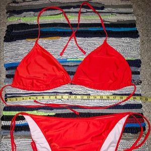 Plus Halter Triangle Tie Side Bikini Swimsuit